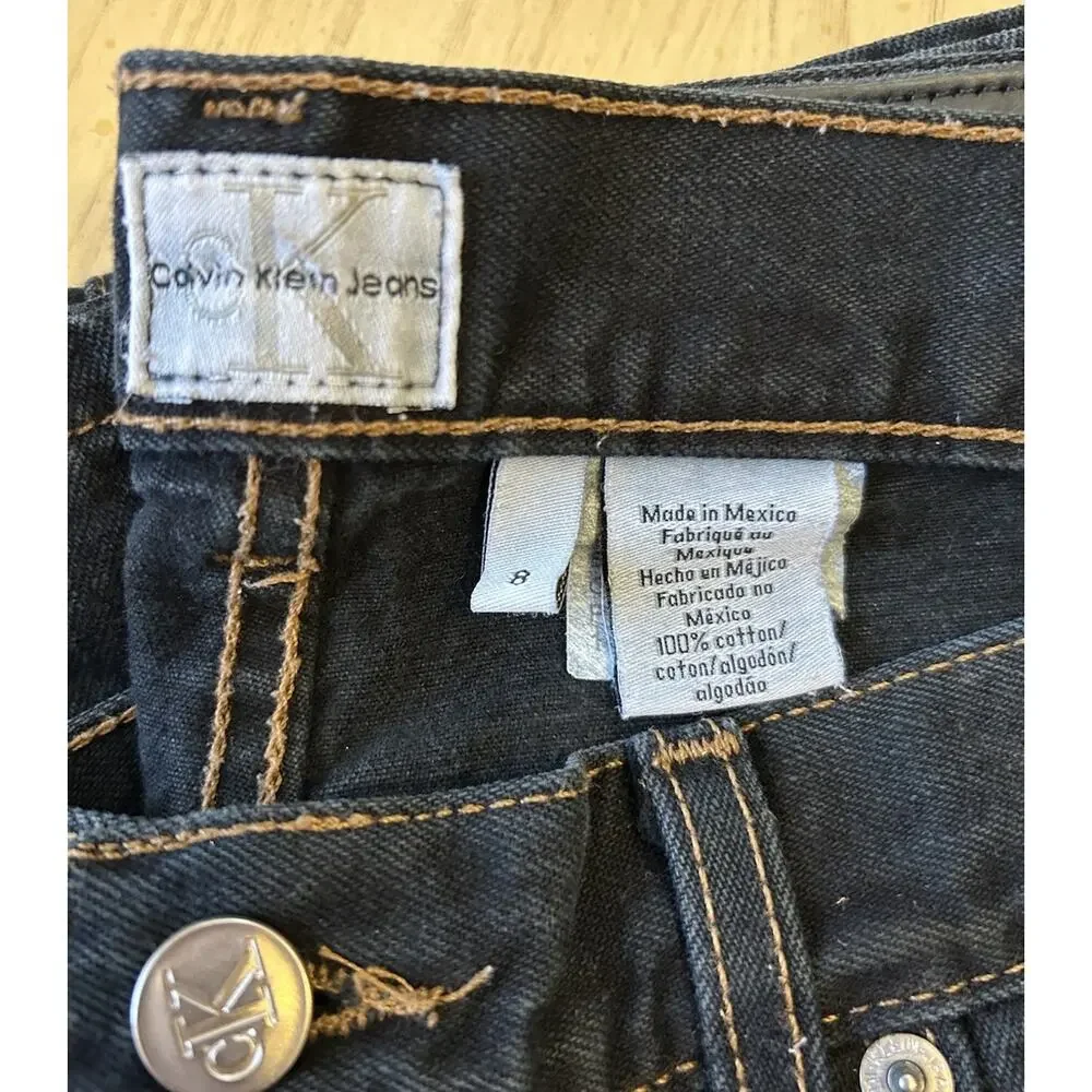 VTG Calvin Klein Jeans Women 8 Black Faded High Rise Dark Wash 90s Denim Y2K